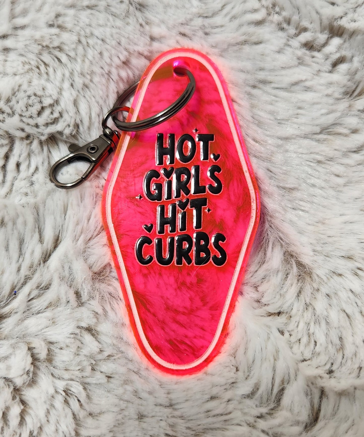Hot Girls Hit Curbs Keychain