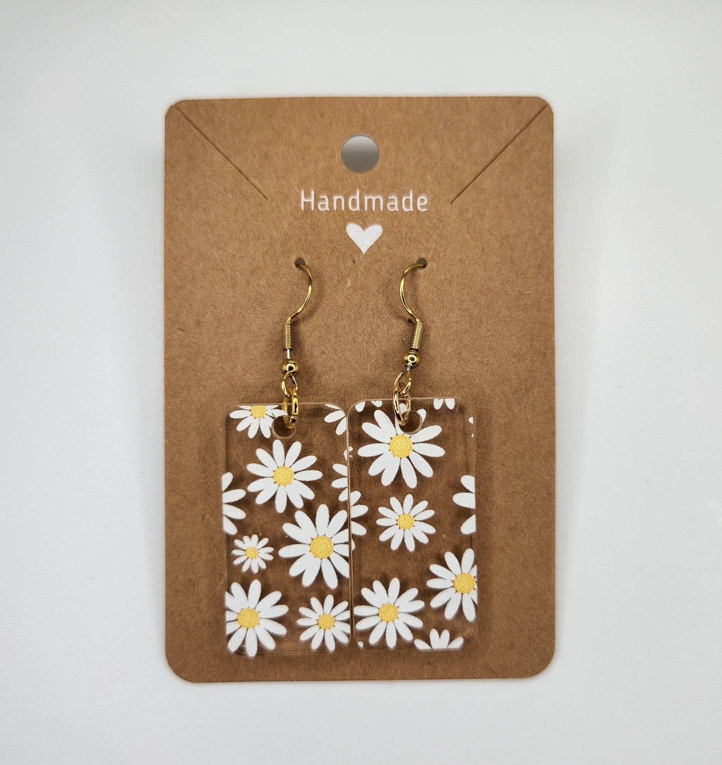 Flower Dangle Earrings, Hypoallergenic Metal Acrylic Trendy Pattern