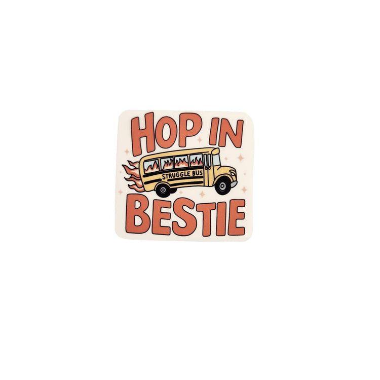 Hop in Bestie Struggle Bus Badge Reel, Interchangeable Badge Reel Topper, Cute Retractable Badge Reel ID Holder for Nurse, Student, RN