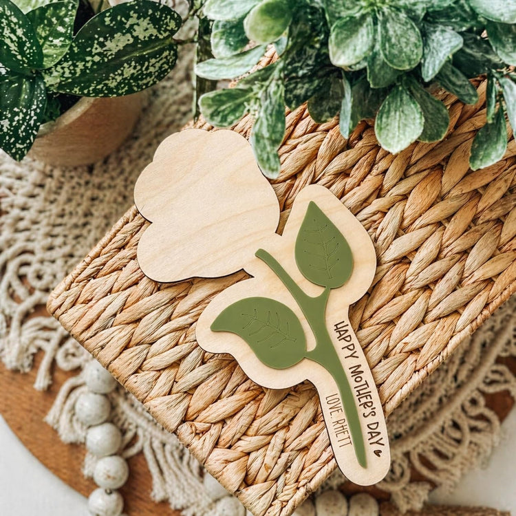 Personalized Happy Mother's Day Handmade Wood and Acrylic Flower Sign Gift for Mom From Son or Daughter