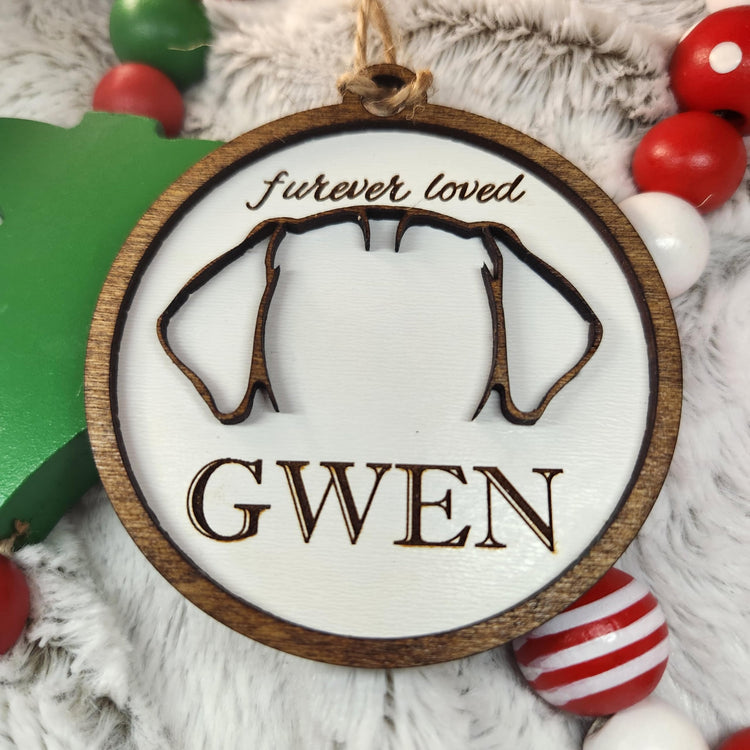 Personalized Pet Memorial Ornament, Sympathy Gifts for Loss of Dog, Memorial Gifts for Loss of Dog, Dog Bereavement Gifts, in Memory of Dog Christmas Ornament - Stained Wood Outline, Engraved Words