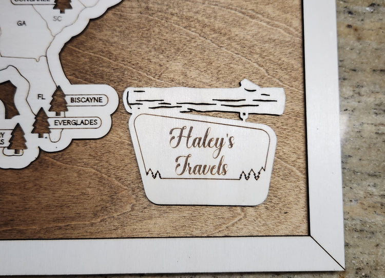 Personalized National Parks Map with Wooden Pins 11x19 Travel Map Tracker