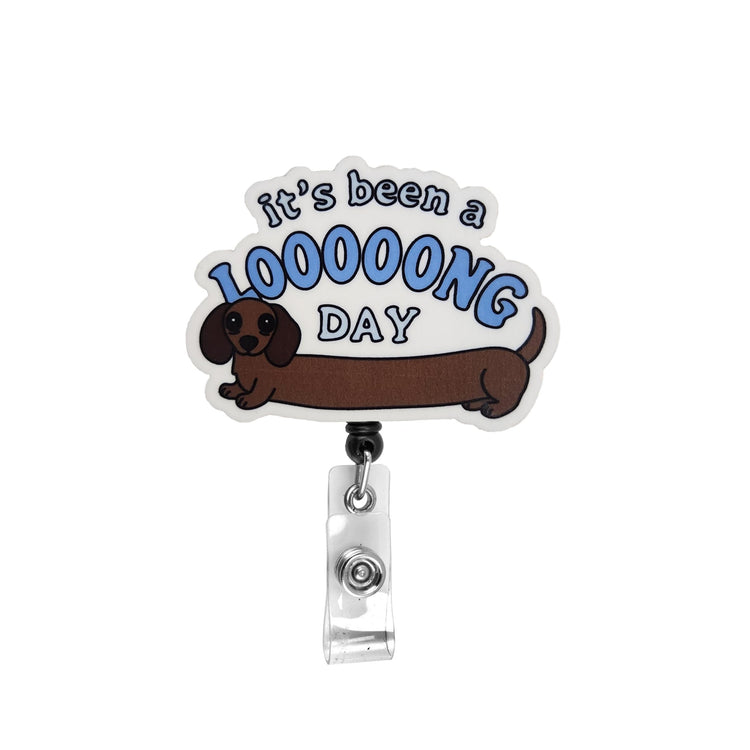It's Been A Long Day Weiner Dog Badge Reel, Interchangeable Badge Reel Topper, Cute Retractable Badge Reel ID Holder for Nurse, Student, RN