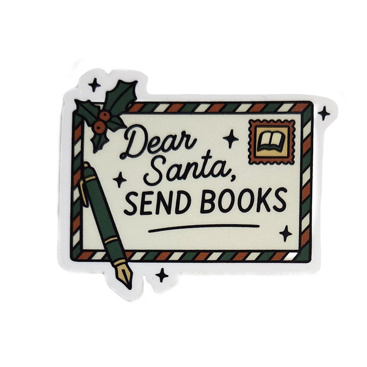 Dear Santa Send Books Christmas Badge Reel Topper, Interchangeable Badge Reel Topper, Retractable Badge Reel ID Holder For Nurse, Student, RN