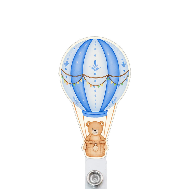 Baby Bear Hot Air Balloon Badge Reel, Interchangeable Badge Reel Topper, Cute Retractable Badge Reel ID Holder for Nurse, Student, RN