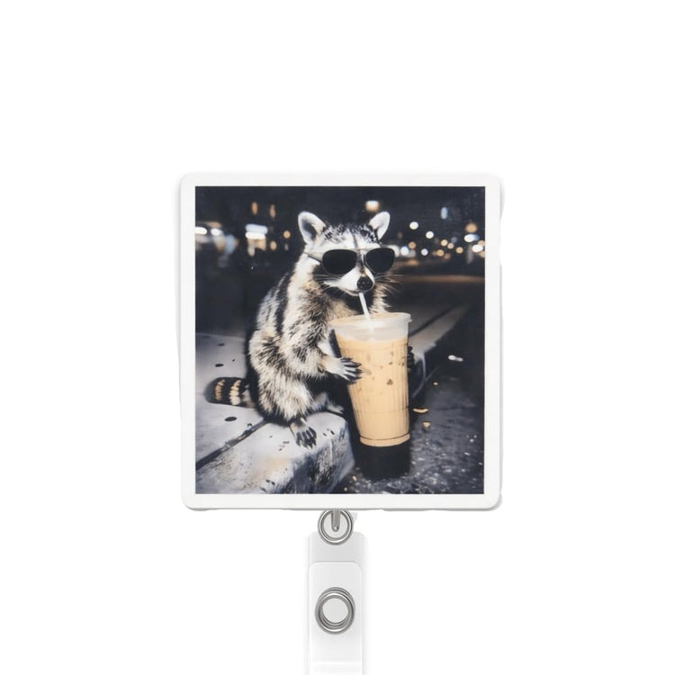 Coffee Raccoon Badge Reel Topper, Interchangeable Badge Reel for Nurse, Teacher, Office