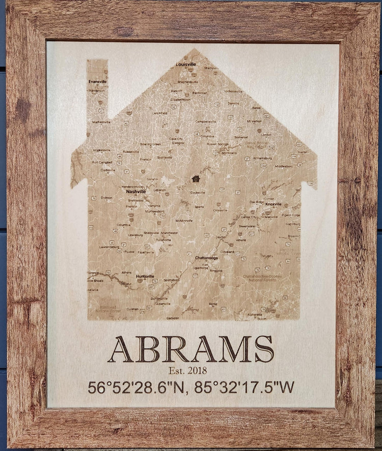 First Home Map, Custom Personalized Engraved Wood House Map, First Home Housewarming Gift, Realtor Gift