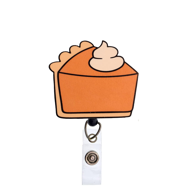 Pumpkin Pie Fall Badge Reel, Interchangeable Badge Reel Topper, Cute Retractable Badge Reel ID Holder for Nurse, Student, RN