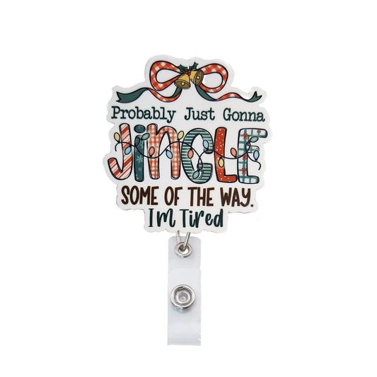 Jingle Some Of The Way Christmas Badge Reel Topper, Interchangeable Badge Reel Topper, Retractable Badge Reel ID Holder For Nurse, Student, RN