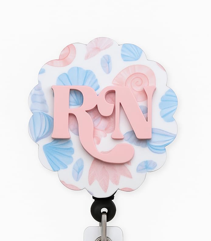 RN, RRT, CNA Personized Badge Reel with Interchangeable Badge Reel Topper, Custom Job Title and Pattern, Badge Reel ID Holder for Nurse, RT, PHD