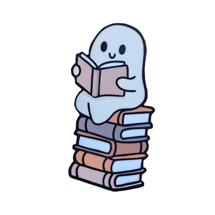 Ghost Reading Book Badge Reel Topper, Interchangeable Badge Reel Topper, Retractable Badge Reel ID Holder for Nurse, Student, RN