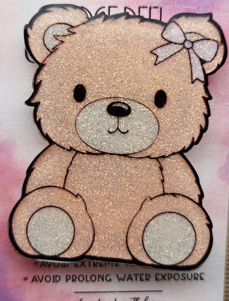 Teddy Bear Badge Reel, Glittery Badge Reel, Interchangeable Badge Reel, Cute Retractable Badge Reel For Students, Teachers, Nurses