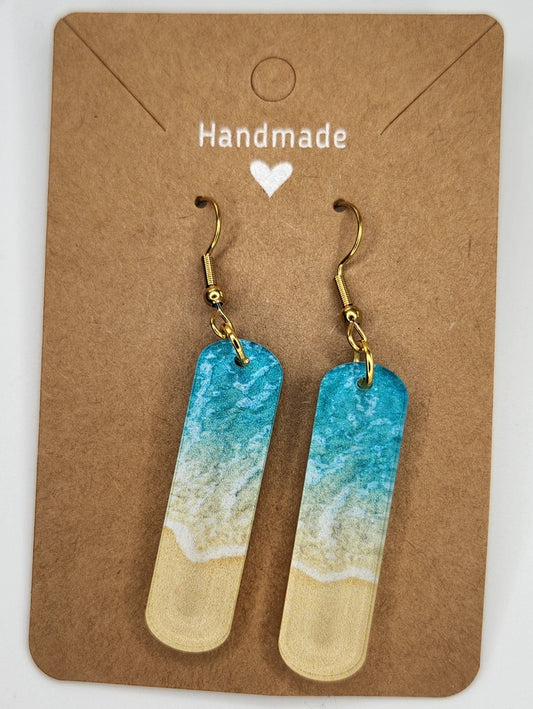 Beach Skinny Bar Dangle Earrings For Women Trendy, Acrylic Handmade Hypoallergenic Ear Rings For Girls Women