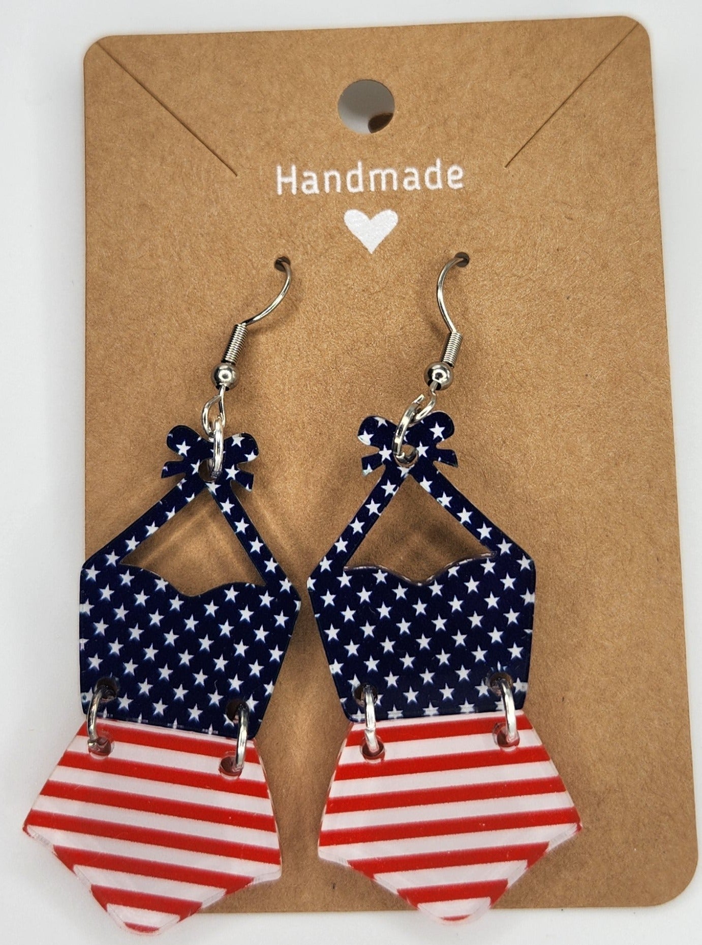 USA Swimsuit Fourth of July Dangle Earrings For Women Trendy, Acrylic Handmade Hypoallergenic Ear Rings For Girls Women