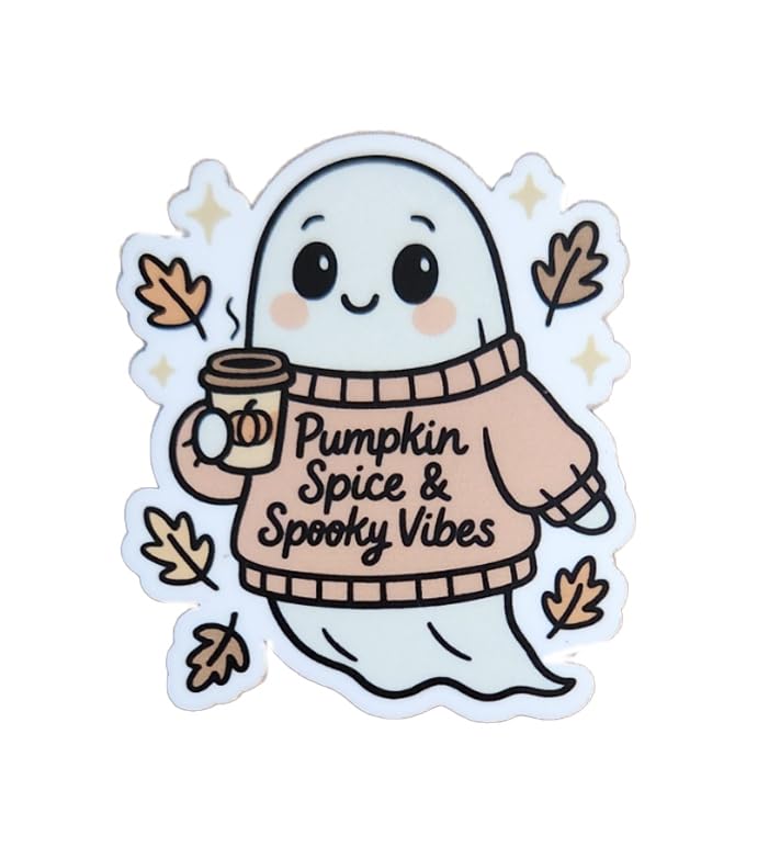 Pumpkin Spice & Spooky Vibes Cute Fall Ghost Badge Reel Topper, Interchangeable Badge Reel Topper, Retractable Badge Reel ID Holder For Nurse, Student, RN