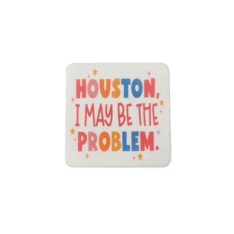 Houston I May Be The Problem Badge Reel, Interchangeable Badge Reel Topper, Cute Retractable Badge Reel ID Holder for Nurse, Student, RN