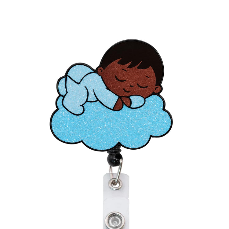 Baby Sleeping Glittery Badge Reel, Interchangeable Badge Reel Topper, Cute Retractable Badge Reel ID Holder for Nurse, Student, RN