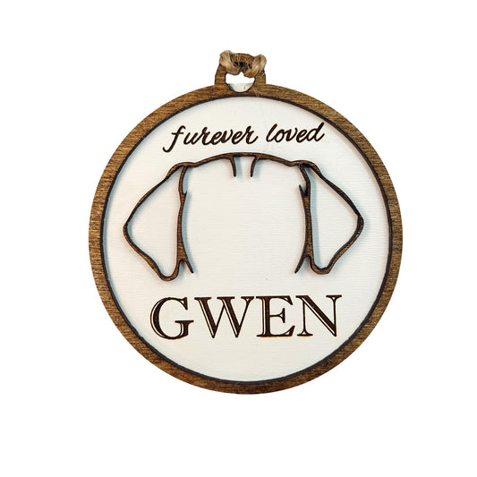Personalized Pet Memorial Ornament, Sympathy Gifts for Loss of Dog, Memorial Gifts for Loss of Dog, Dog Bereavement Gifts, in Memory of Dog Christmas Ornament - Stained Wood Outline, Engraved Words