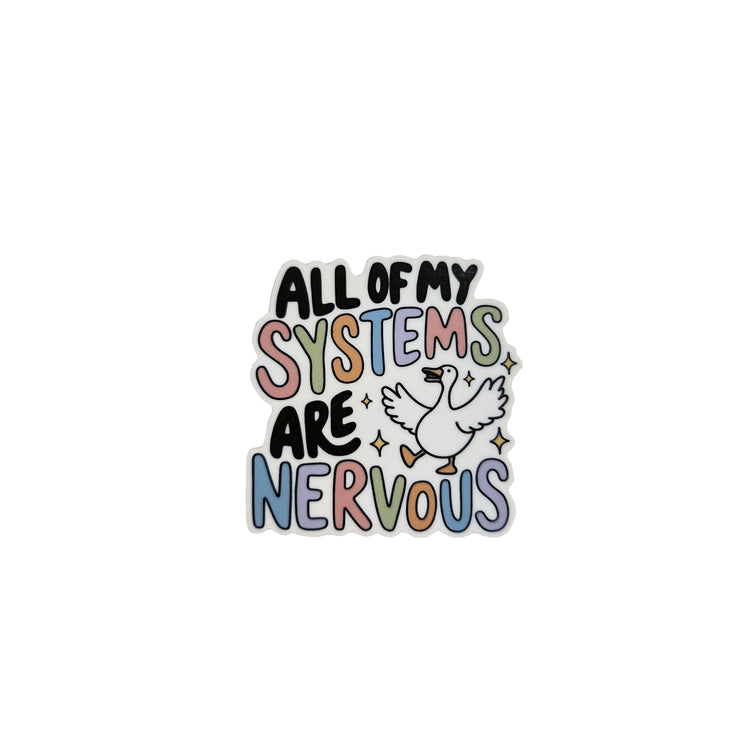 All of My Systems are Nervous Badge Reel, Interchangeable Badge Reel Topper, Cute Retractable Badge Reel ID Holder for Nurse, Student, RN