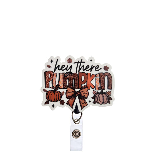 Hey There Pumpkin Fall Badge Reel, Interchangeable Badge Reel Topper, Cute Retractable Badge Reel ID Holder for Nurse, Student, RN