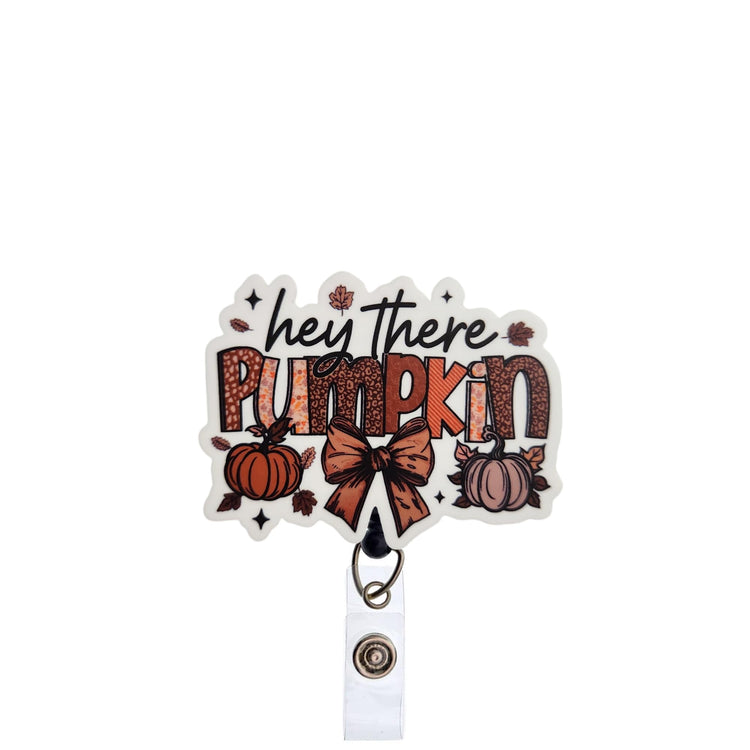 Hey There Pumpkin Fall Badge Reel, Interchangeable Badge Reel Topper, Cute Retractable Badge Reel ID Holder for Nurse, Student, RN
