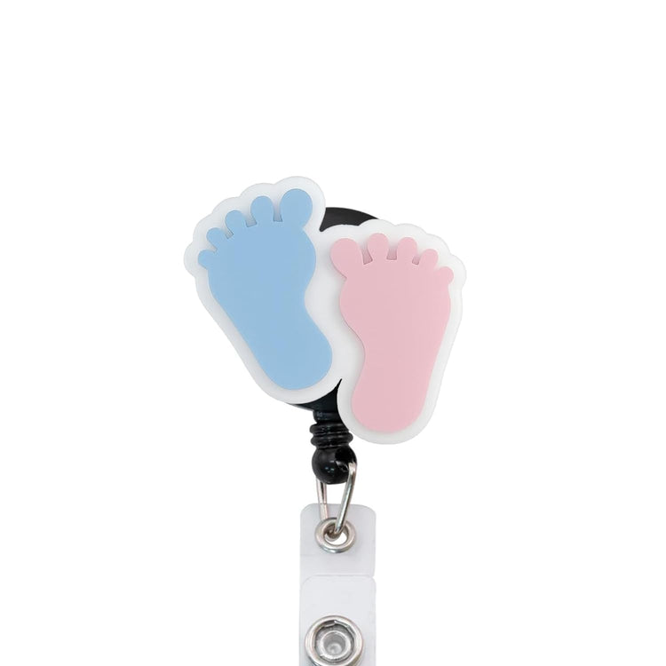 Baby Feet NICU Badge Reel, Interchangeable Badge Reel Topper, Cute Retractable Badge Reel ID Holder for Nurse, Student, RN