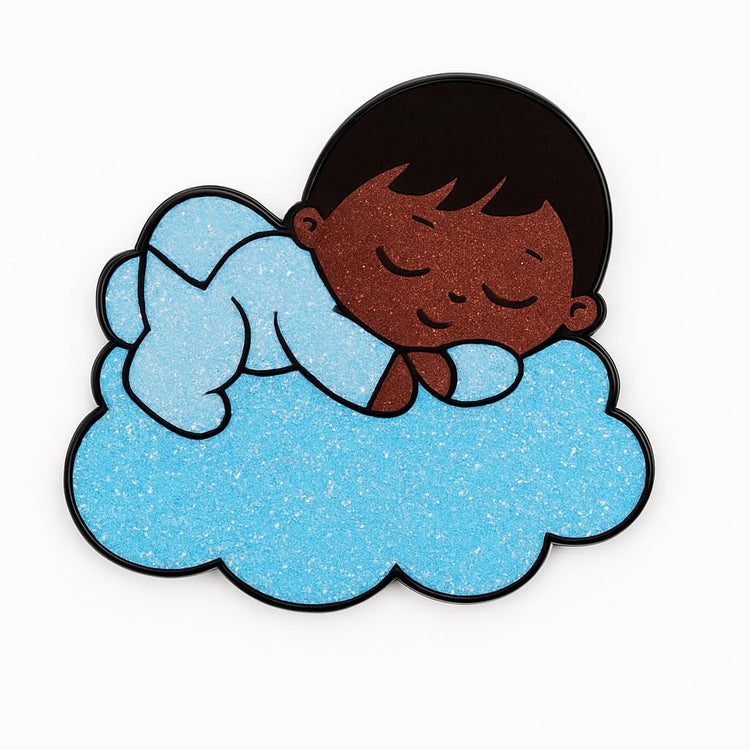 Baby Sleeping Glittery Badge Reel, Interchangeable Badge Reel Topper, Cute Retractable Badge Reel ID Holder for Nurse, Student, RN