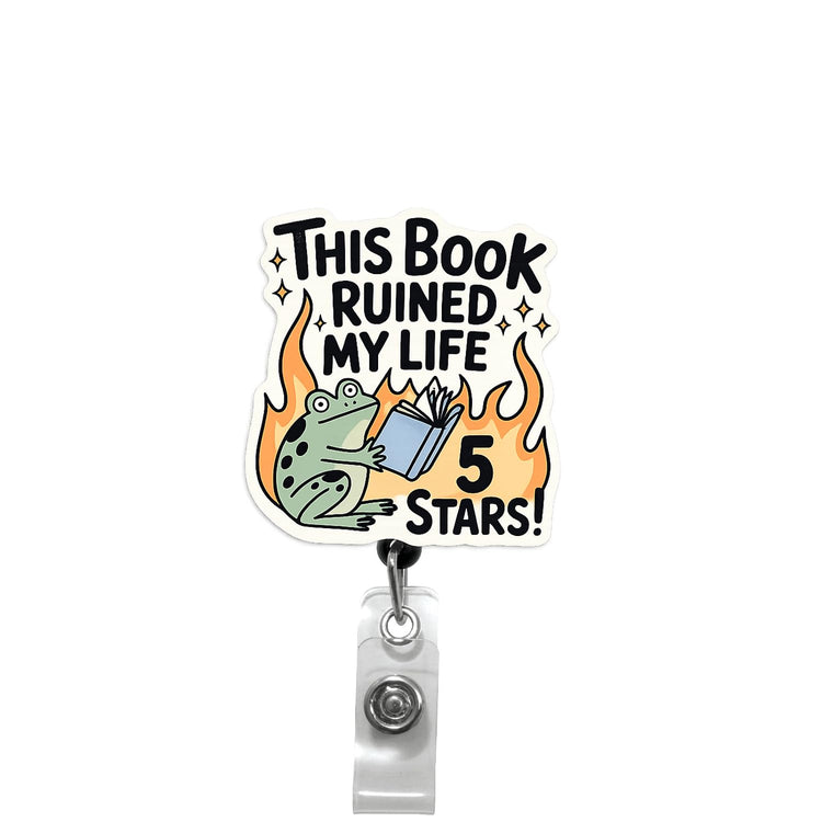 This Book Ruined My Life Badge Reel, Interchangeable Badge Reel for Nurse, Teacher, Office