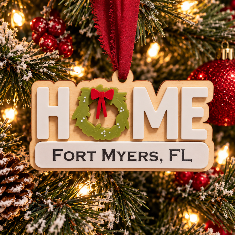 Home Custom Christmas Ornament, Family Keepsake, Handmade in Florida