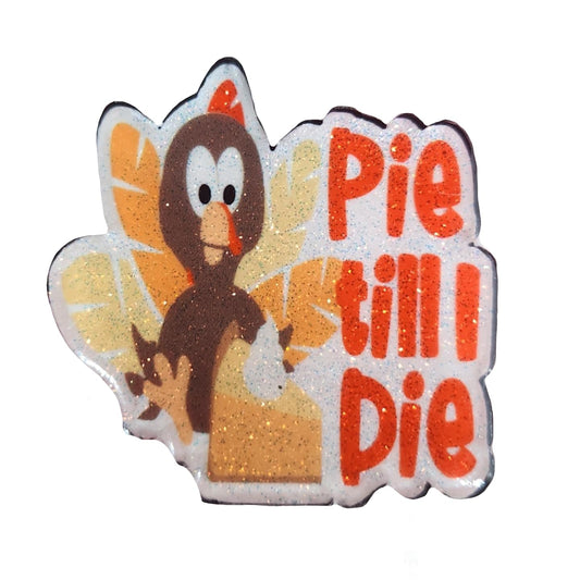 Fall Badge Reel, Pie Till I Die, Glittery Thanksgiving Turkey, Interchangeable Badge Reel for Nurse, Teacher, Office