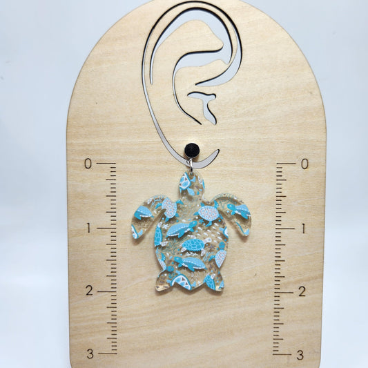 Sea Turtle Earrings, Handmade Acrylic Earrings For Women, Trendy Hypoallergenic Earrings