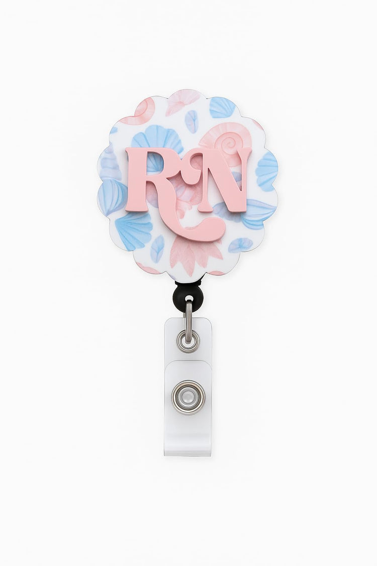 RN, RRT, CNA Personized Badge Reel with Interchangeable Badge Reel Topper, Custom Job Title and Pattern, Badge Reel ID Holder for Nurse, RT, PHD