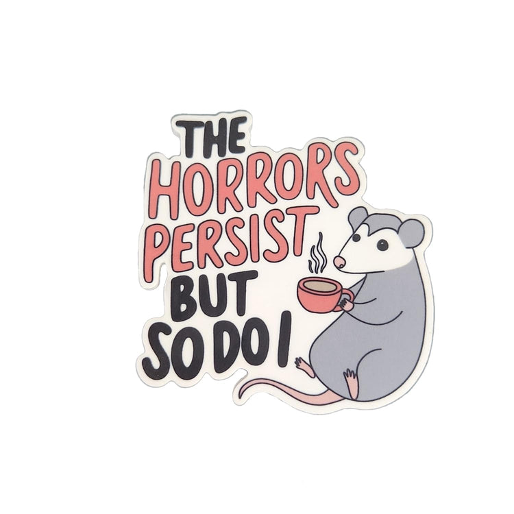 The Horrors Persist But So Do I Opossum Badge Reel, Interchangeable Badge Reel Topper, Cute Retractable Badge Reel ID Holder for Nurse, Student, RN