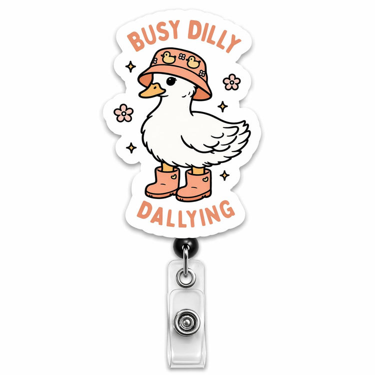 Busy Dilly Dallying Cute Duckling Badge Reel, Interchangeable Badge Reel for Nurse, Teacher, Office