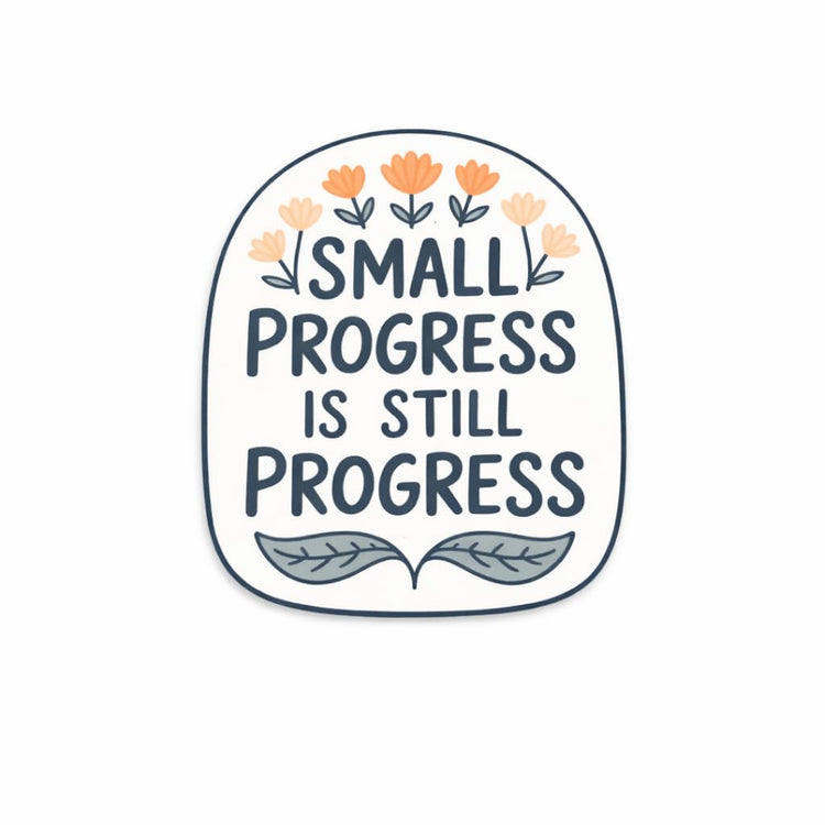 Small Progress is Still Progress Oval Floral Badge Reel Topper, Interchangeable Badge Reel for Nurse, Teacher, Office