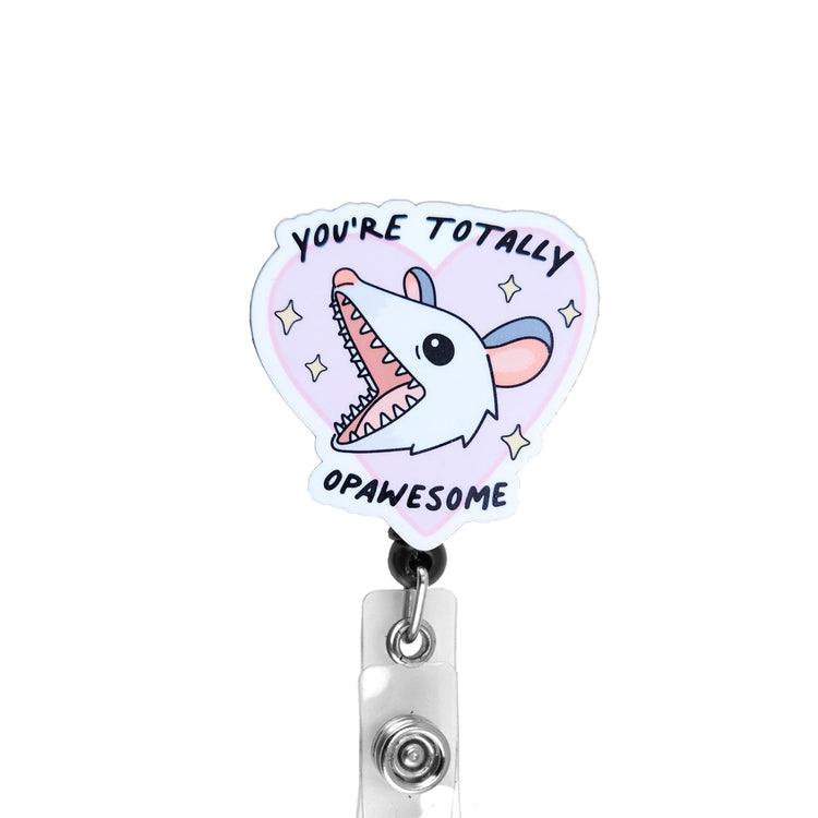 You're Totally Opawesome Valentines Badge Reel, Interchangeable Badge Reel Topper, Cute Retractable Badge Reel ID Holder for Nurse, Student, RN