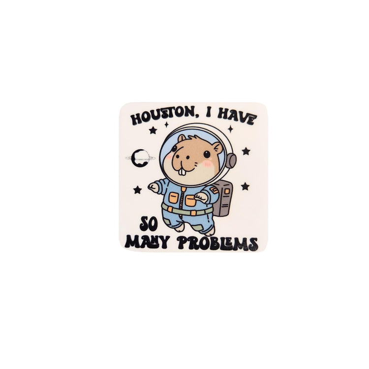 Houston, I Have So Many Problems Badge Reel, Interchangeable Badge Reel Topper, Cute Retractable Badge Reel ID Holder for Nurse, Student, RN