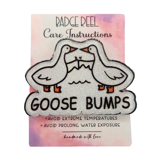 Goose Bumps, Geese Fist Bump Badge Reel, Glittery Badge Reel, Interchangeable Badge Reel, Cute Retractable Badge Reel For Students, Teachers, Nurses
