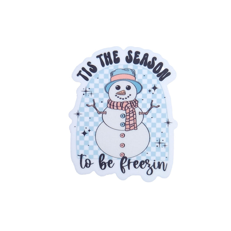 Tis The Season to Be Freezin Christmas Badge Reel, Interchangeable Badge Reel Topper, Cute Retractable Badge Reel ID Holder for Nurse, Student, RN