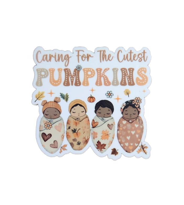 Caring For The Cutest Pumpkins Fall NICU Badge Reel Topper, Interchangeable Badge Reel Topper, Retractable Badge Reel ID Holder For Nurse, Student, RN