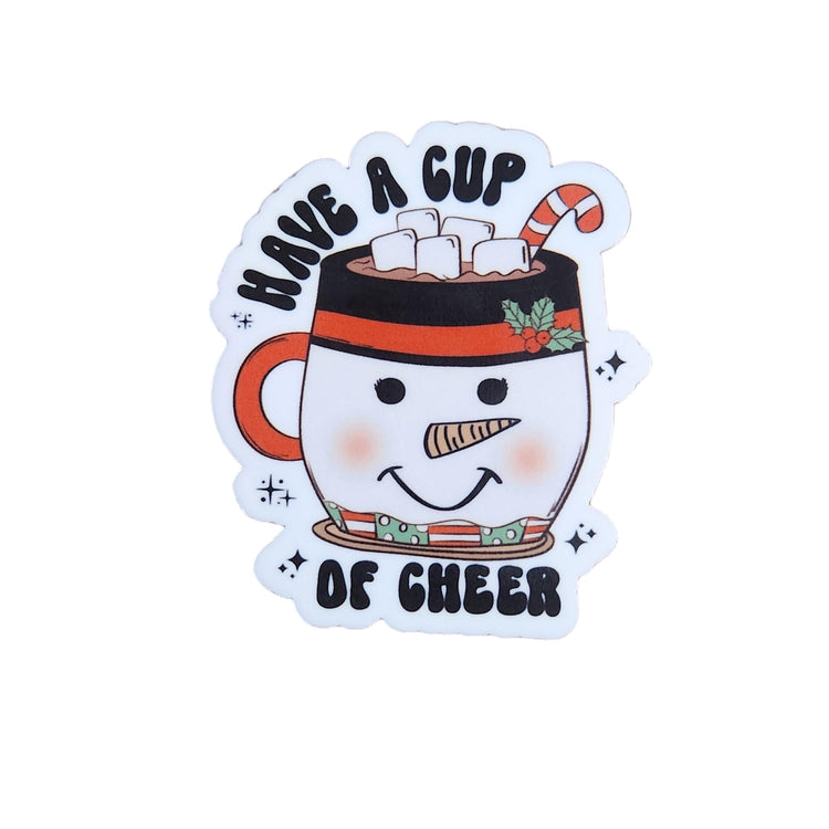 Have A Cup of Cheer Christmas Badge Reel, Interchangeable Badge Reel Topper, Cute Retractable Badge Reel ID Holder for Nurse, Student, RN