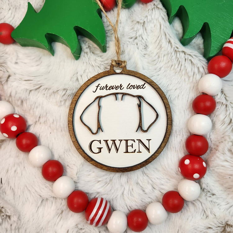 Personalized Pet Memorial Ornament, Sympathy Gifts for Loss of Dog, Memorial Gifts for Loss of Dog, Dog Bereavement Gifts, in Memory of Dog Christmas Ornament - Stained Wood Outline, Engraved Words