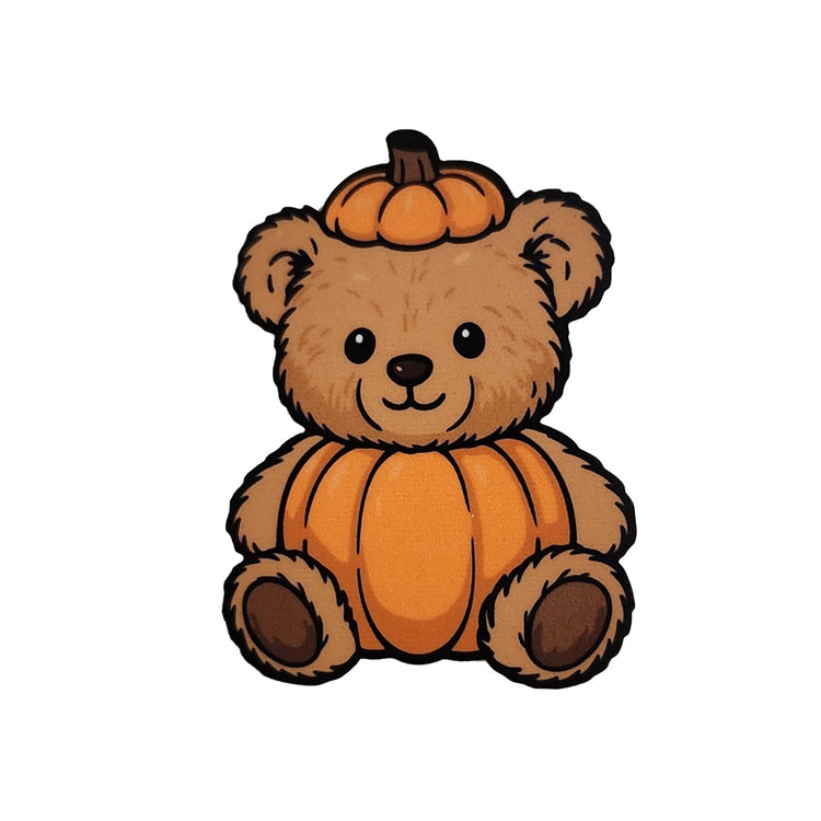 Cute Pumpkin Bear Badge Reel Topper, Interchangeable Badge Reel Topper, Retractable Badge Reel ID Holder for Nurse, Student, RN