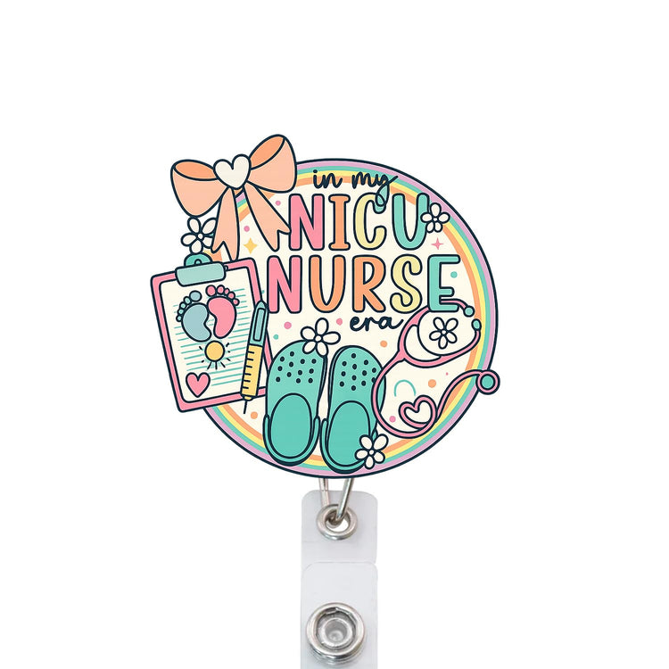 in My NICU Nurse Era Badge Reel, Interchangeable Badge Reel Topper, Cute Retractable Badge Reel ID Holder for Nurse, Student, RN