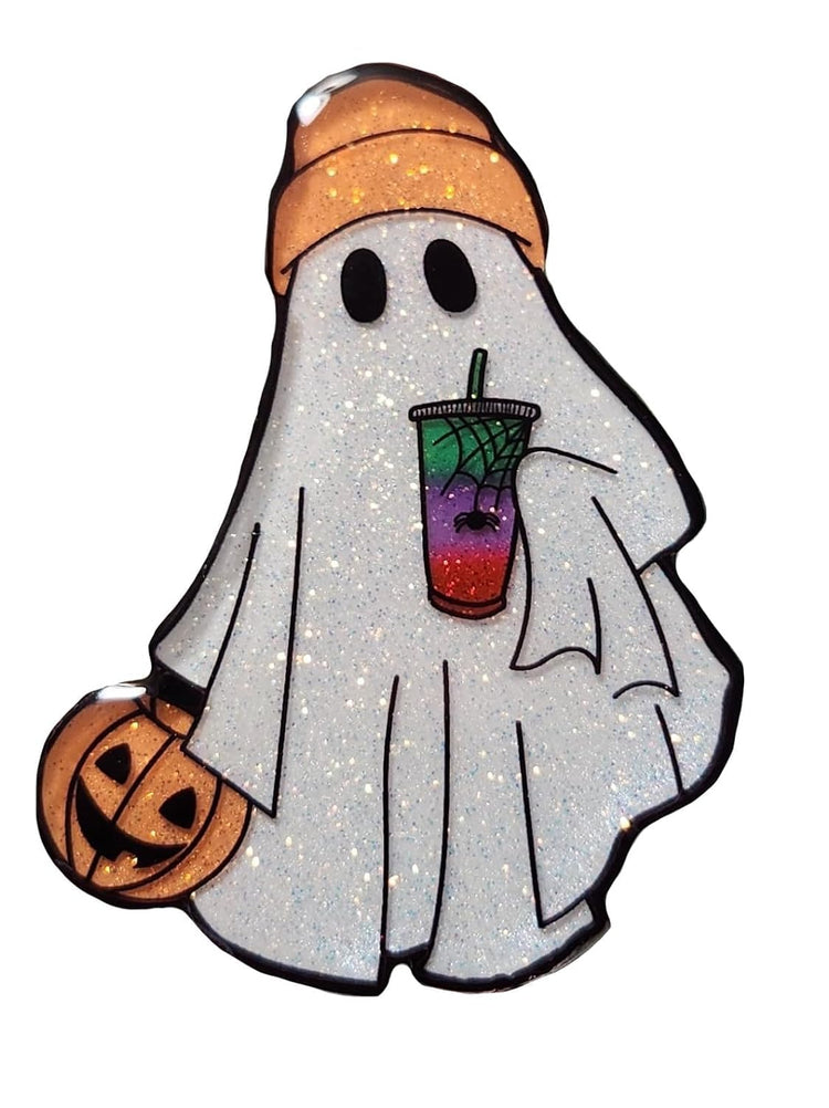 Glittery Ghost Badge Reel, Pumpkin Ghost Badge Reel, Interchangeable Spooky Badge Reel, Halloween Badge Reel, Cute Fall Retractable Badge Reel