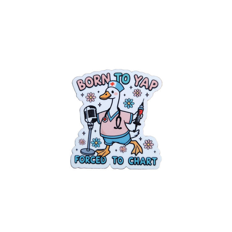 Born to Yap, Forced to Chart Badge Reel Topper, Interchangeable Badge Reel Topper, Retractable Badge Reel ID Holder for Nurse, Student, RN