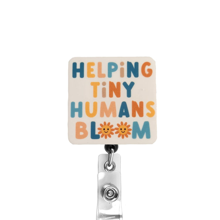 Helping Tiny Humans Bloom NICU Badge Reel, Interchangeable Badge Reel Topper, Cute Retractable Badge Reel ID Holder For Nurse, Student, RN