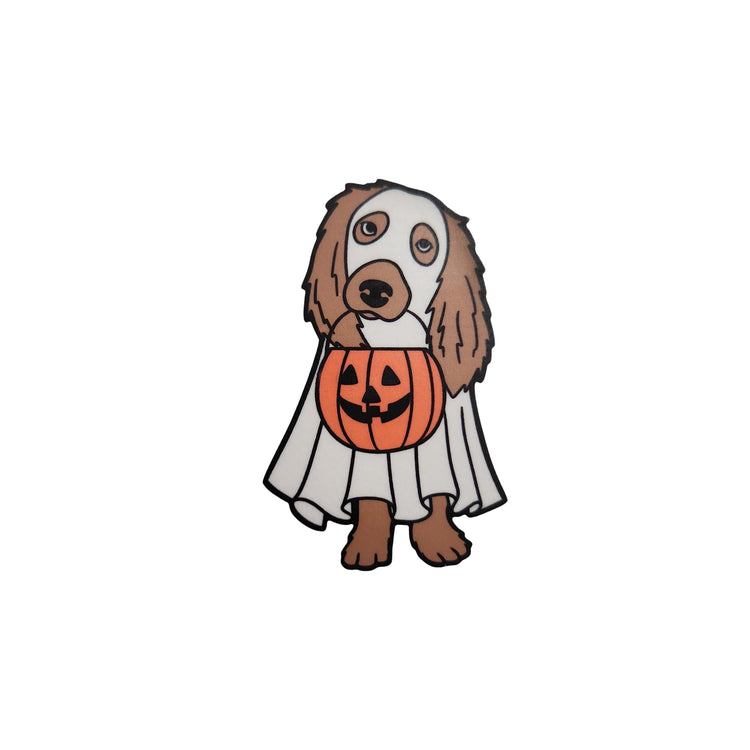 Trick Or Treat Dog Halloween Badge Reel, Interchangeable Badge Reel Topper, Cute Retractable Badge Reel ID Holder for Nurse, Student, RN