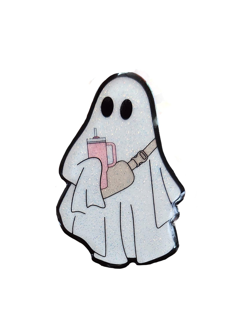 Trendy Ghost Badge Reel, Halloween Badge Reel Topper, Glittery Interchangeable Spooky Badge Reel Cute Fall Retractable Badge Reel