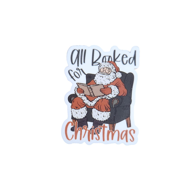All Booked for Christmas Santa Claus Christmas Badge Reel, Interchangeable Badge Reel Topper, Cute Retractable Badge Reel ID Holder for Nurse, Student, RN